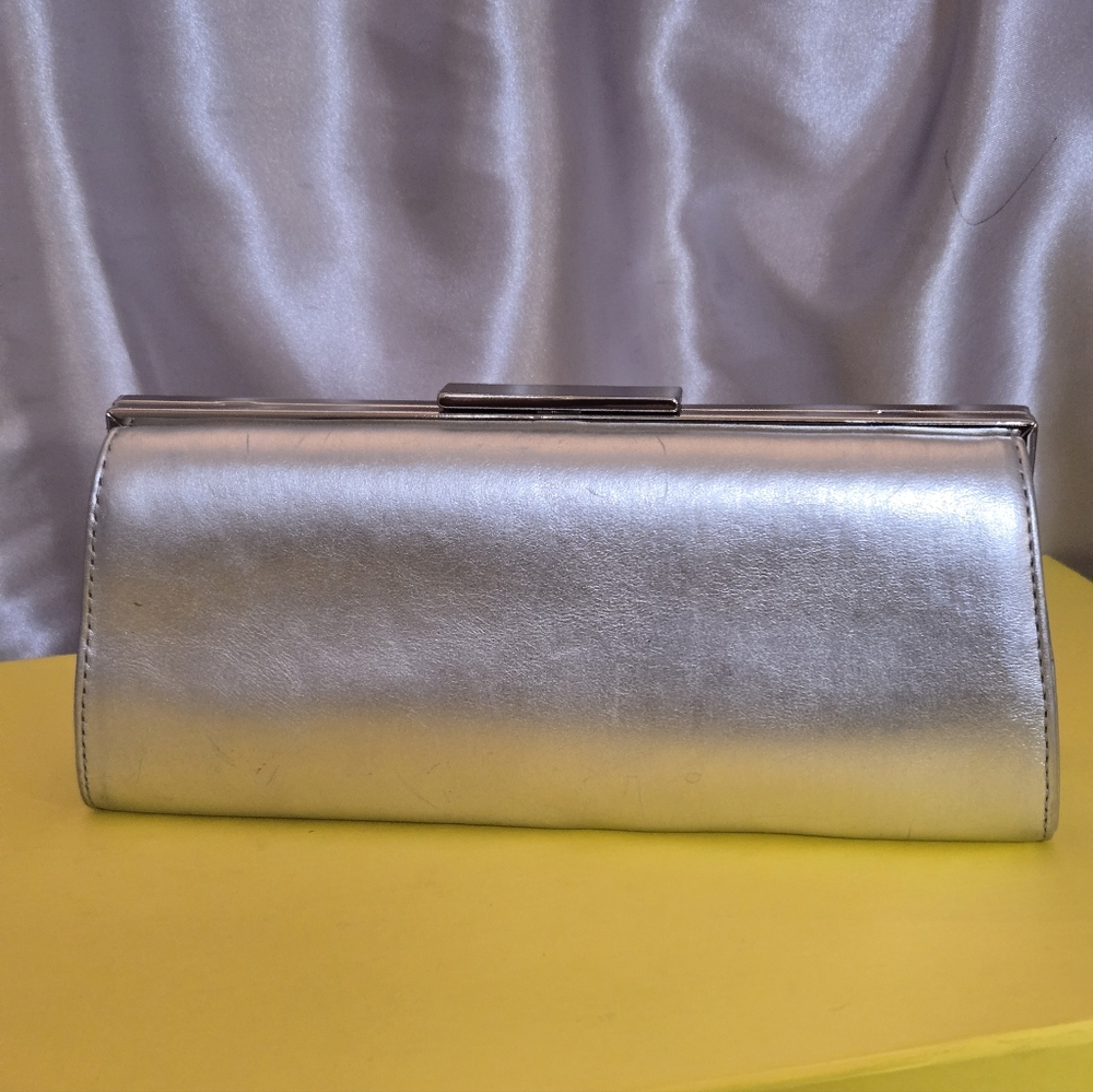 American Vintage Metallic Silver Evening Clutch By Casual Corner